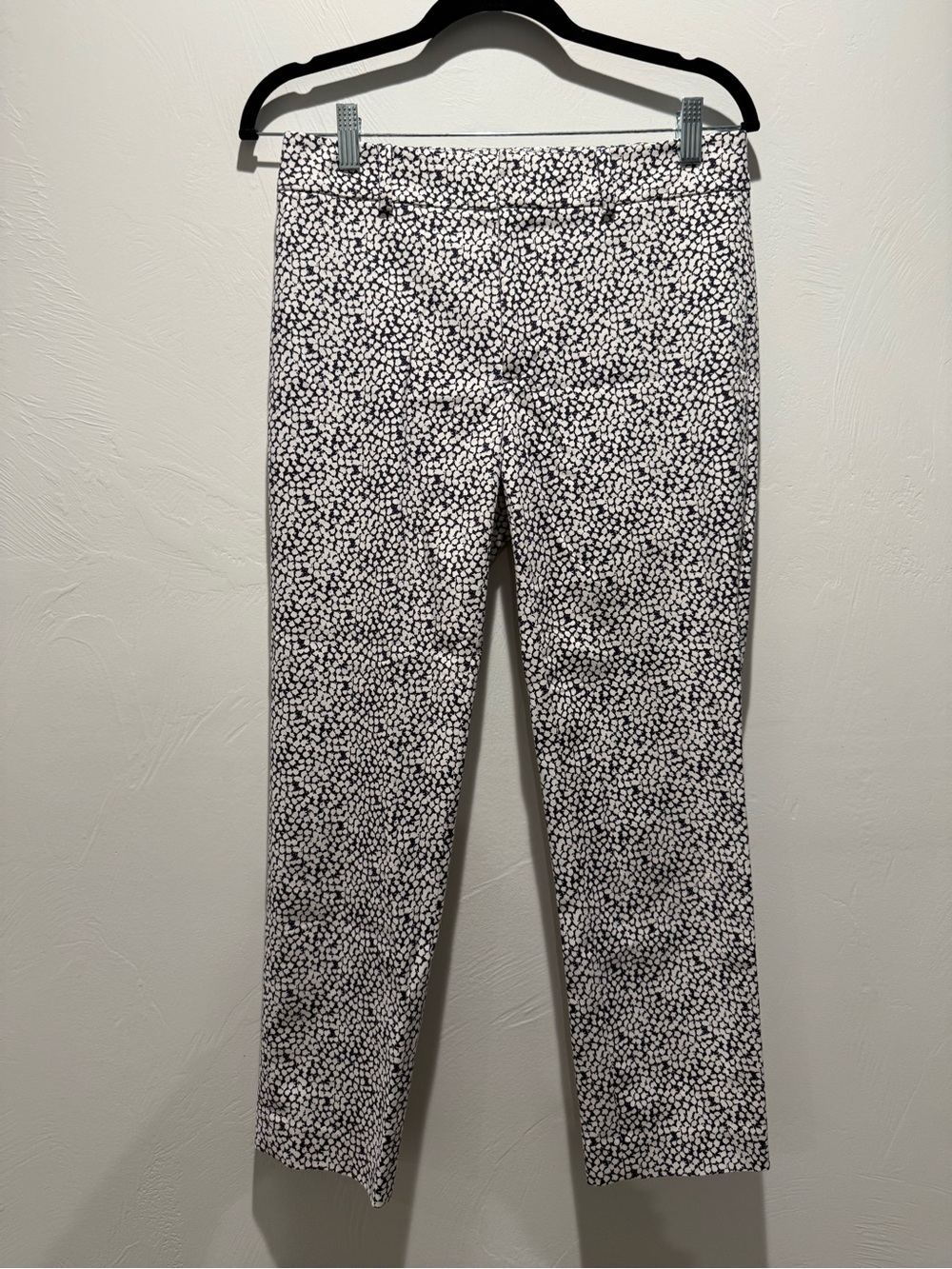 Club Monaco Navy & White Micro-Print Cropped Pant